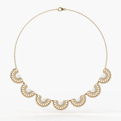Pearl Fan Designer Necklace