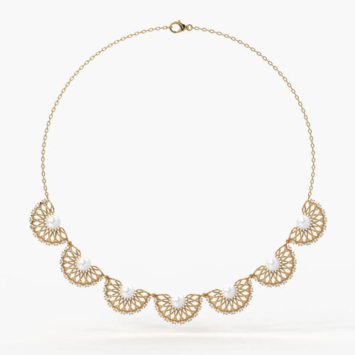 Pearl Fan Designer Necklace