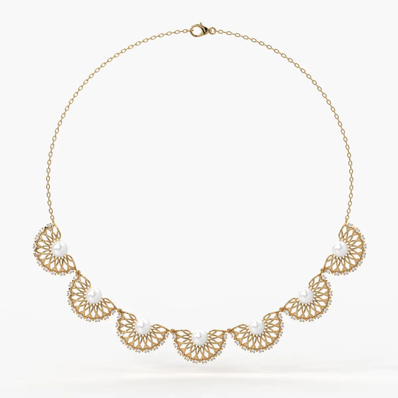 Pearl Fan Designer Necklace