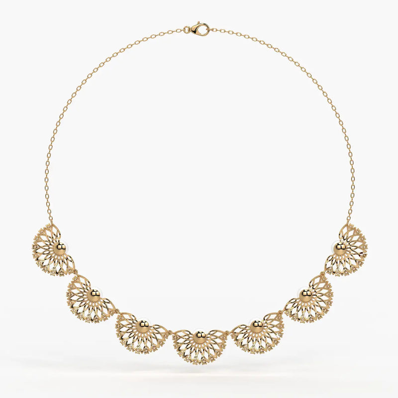 Pearl Fan Designer Necklace