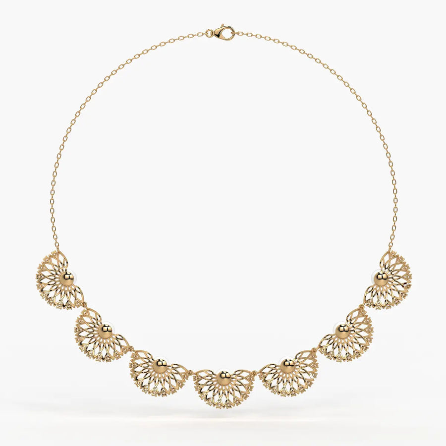 Pearl Fan Designer Necklace