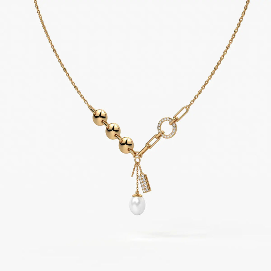 Pearliva Link Charm Necklace