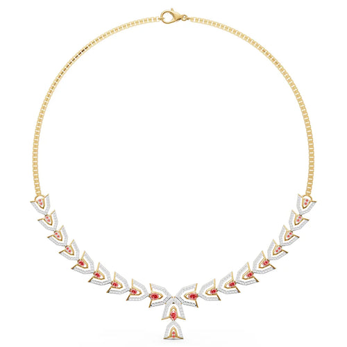 Arboreal Crest Geometric Diamond Necklace