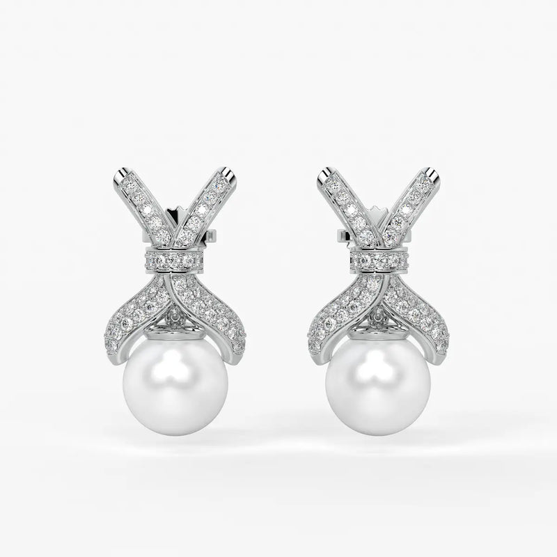 Ribbon Pearl Drop Earrings
