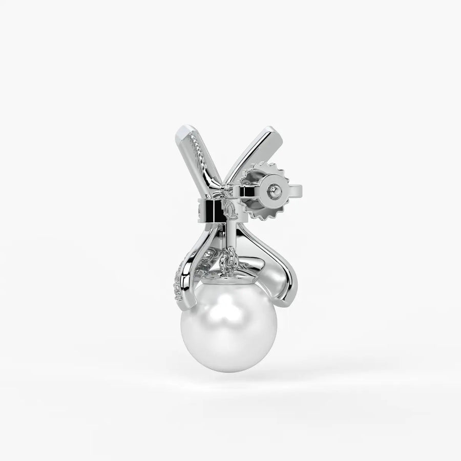 Ribbon Pearl Drop Earrings