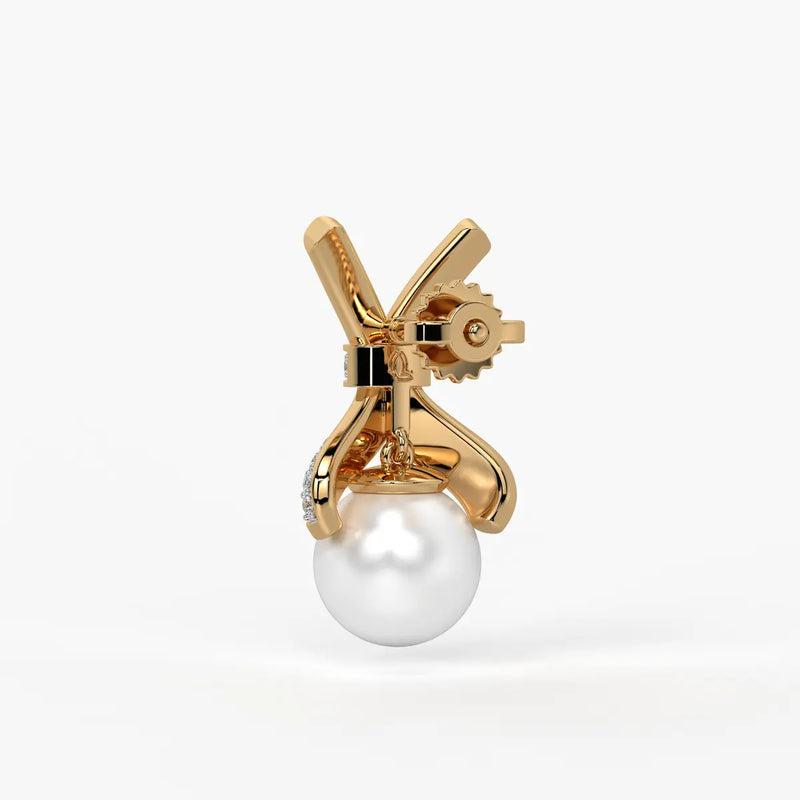 Ribbon Pearl Drop Earrings