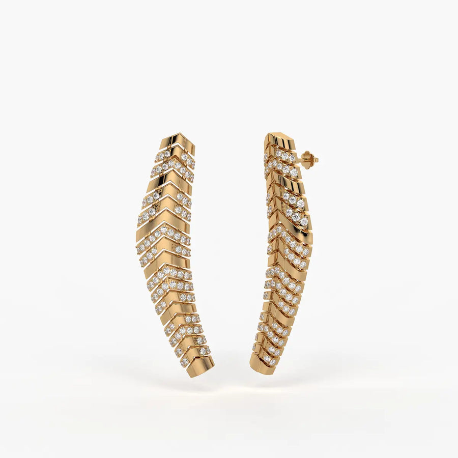 Chevronique Diamond Curve Earrings