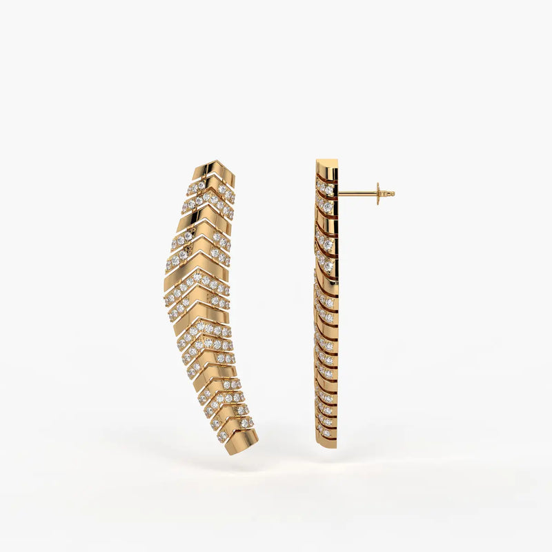 Chevronique Diamond Curve Earrings