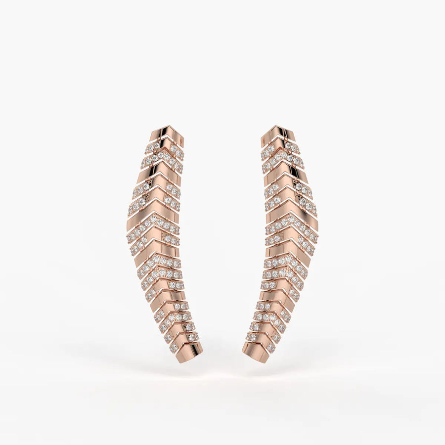 Chevronique Diamond Curve Earrings