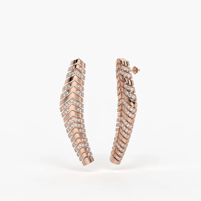 Chevronique Diamond Curve Earrings
