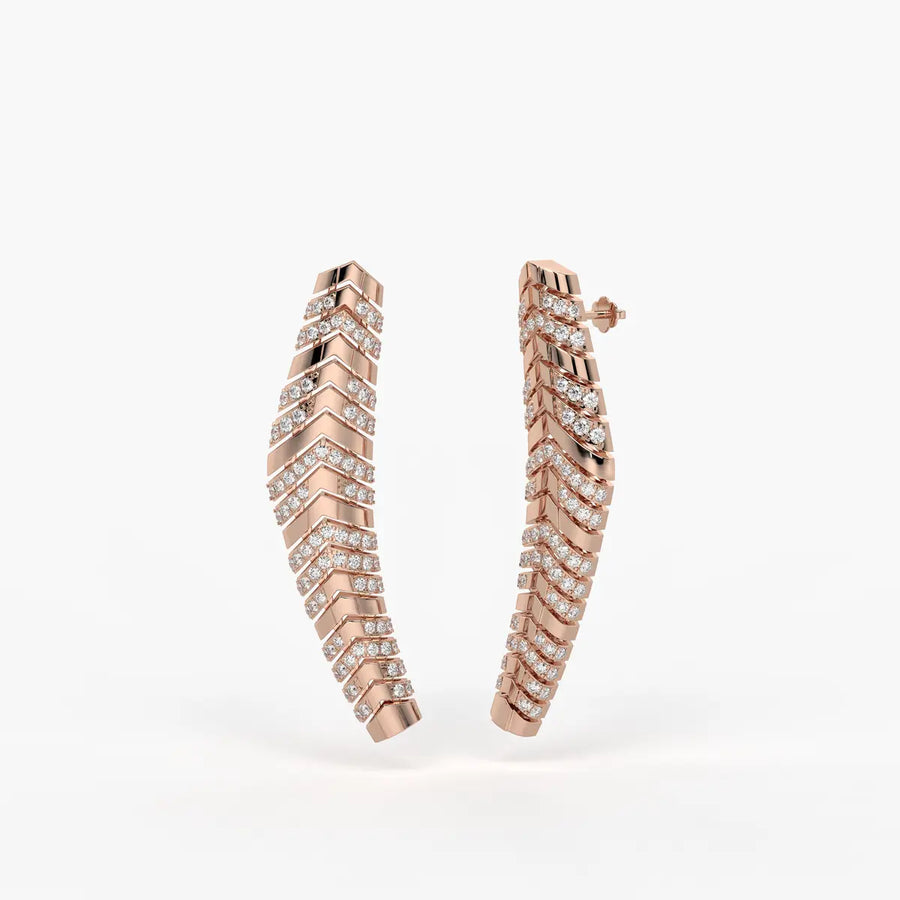 Chevronique Diamond Curve Earrings