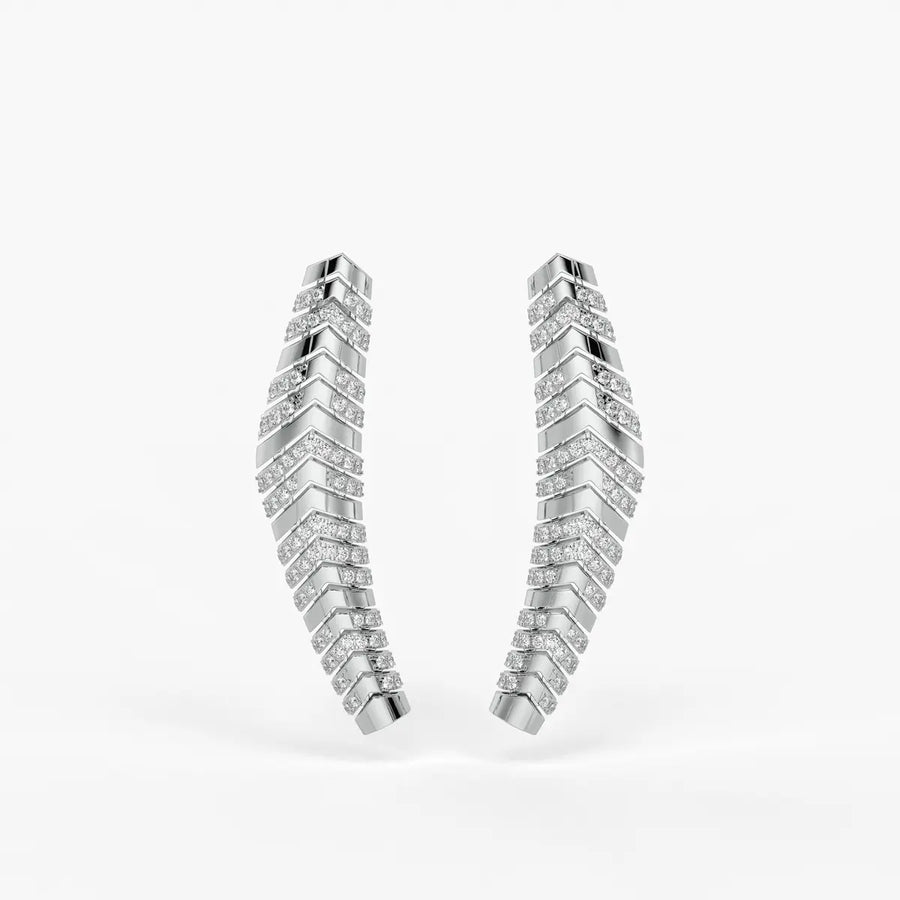 Chevronique Diamond Curve Earrings