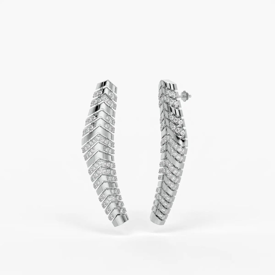 Chevronique Diamond Curve Earrings