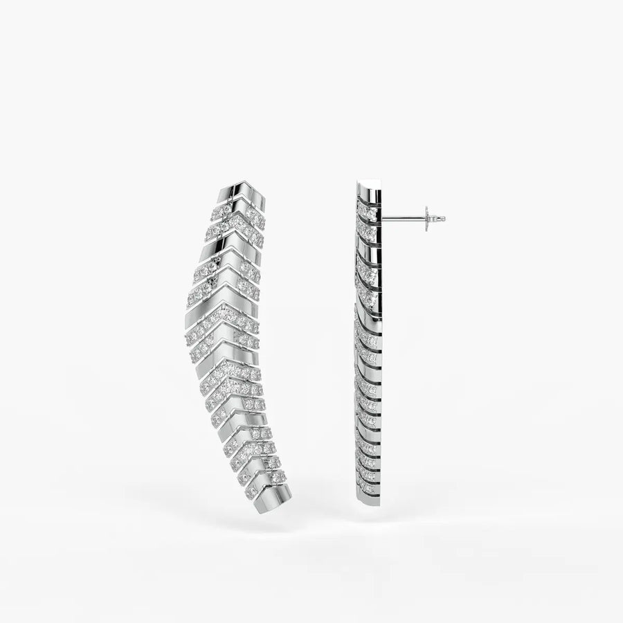 Chevronique Diamond Curve Earrings