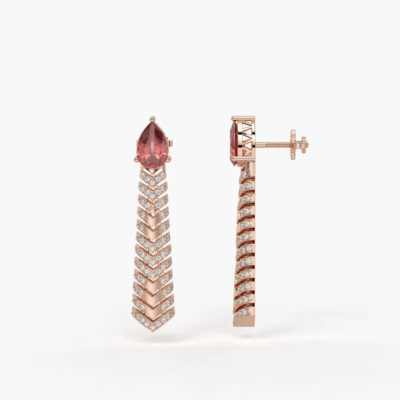 Velthera Pear Drop Chevron Earrings