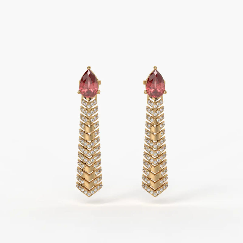 Velthera Pear Drop Chevron Earrings