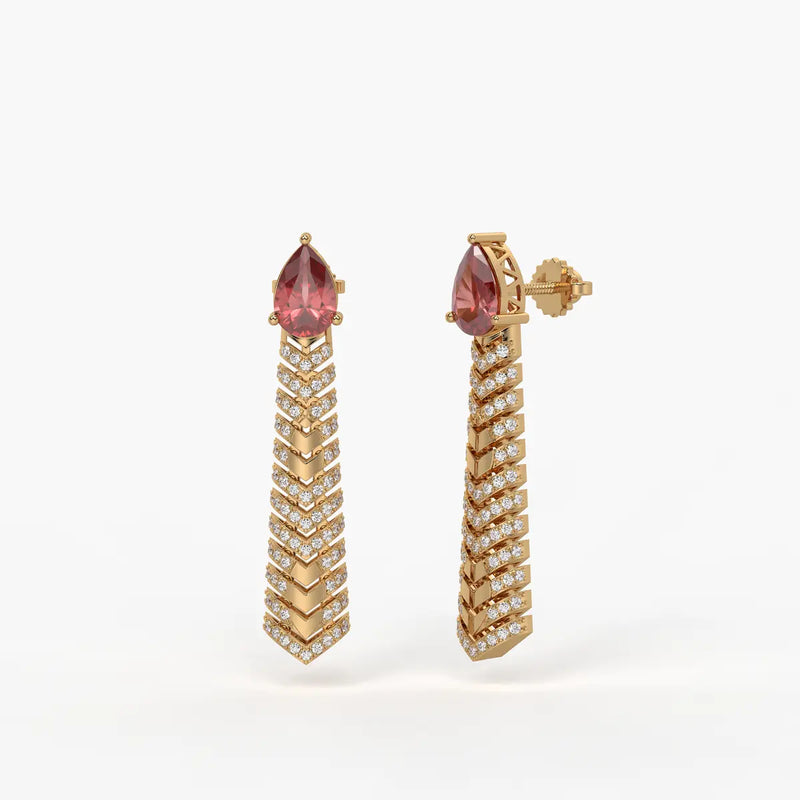 Velthera Pear Drop Chevron Earrings
