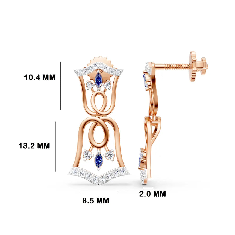Blue Bell Diamond Drop Earrings