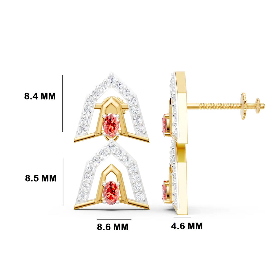 Arboreal Crest Geometric Diamond Drop Earrings