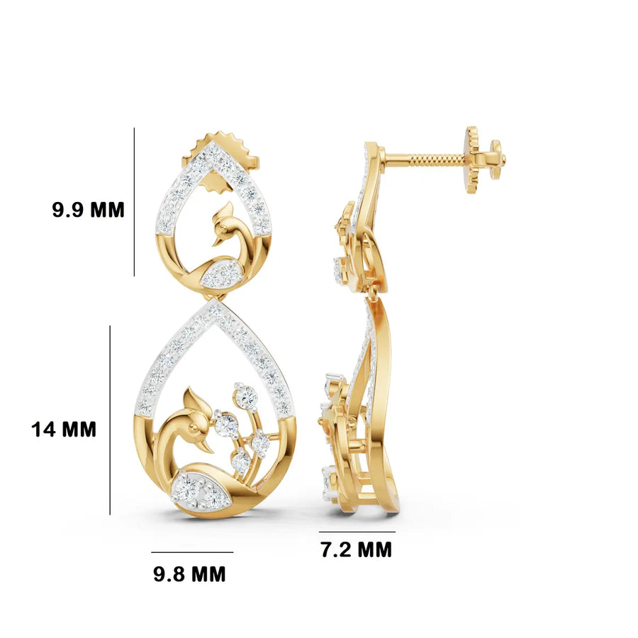 Serpentine Wave Diamond Drop Earrings