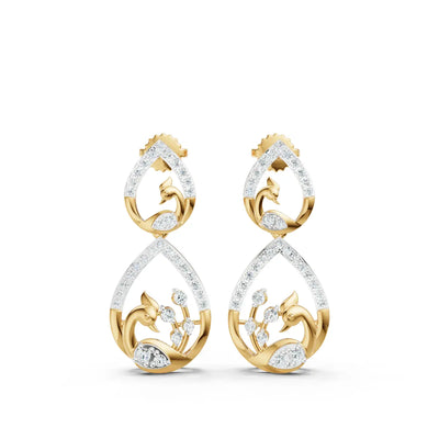 Serpentine Wave Diamond Drop Earrings