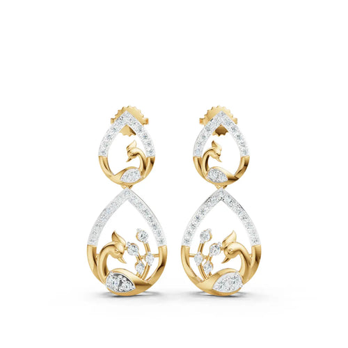 Serpentine Wave Diamond Drop Earrings