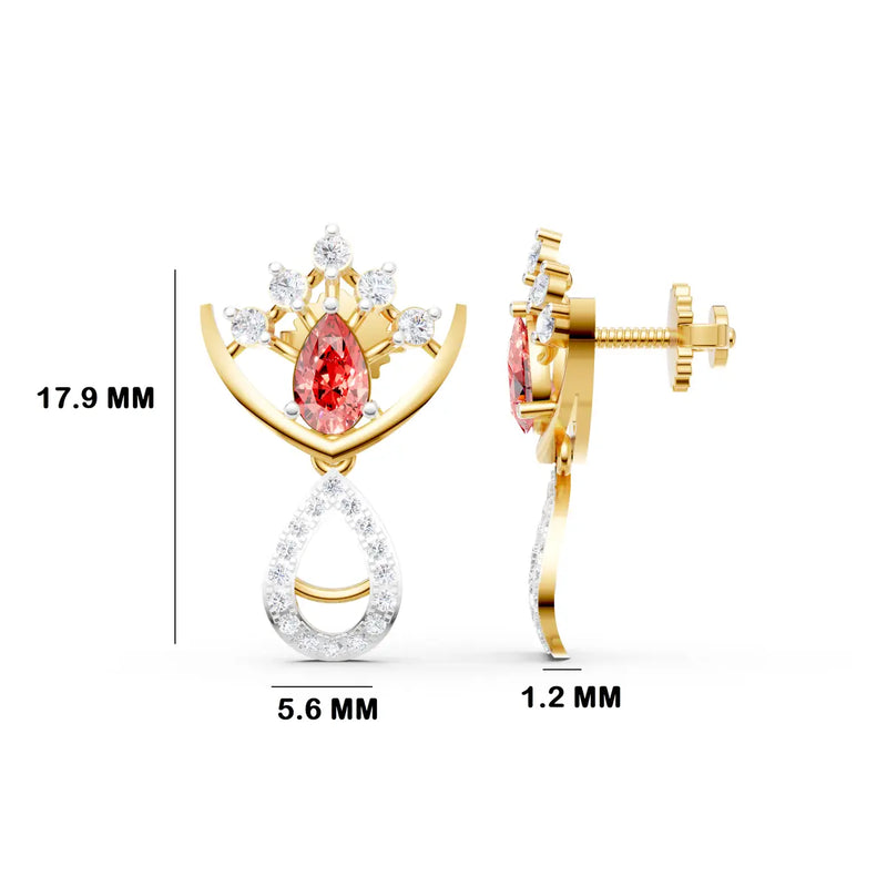 Radiant Crown Diamond Drop Earrings