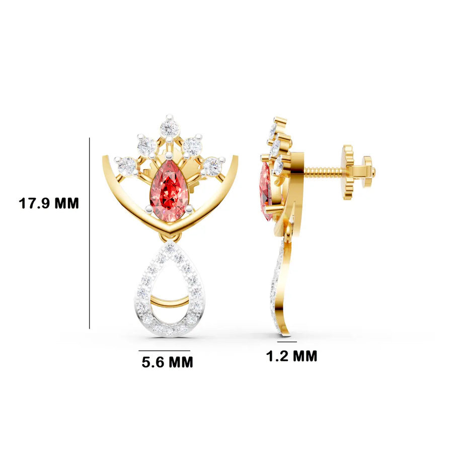 Radiant Crown Diamond Drop Earrings