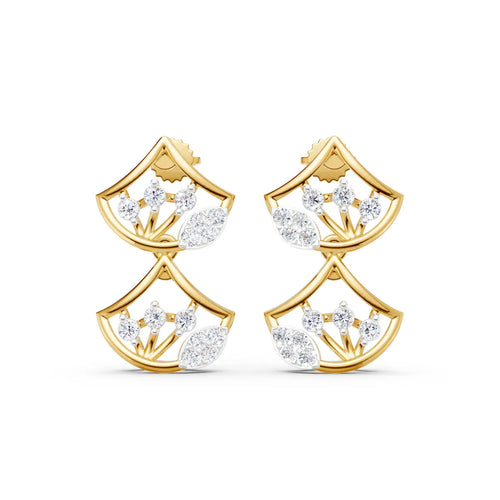 Lotus Canopy Diamond Drop Earrings