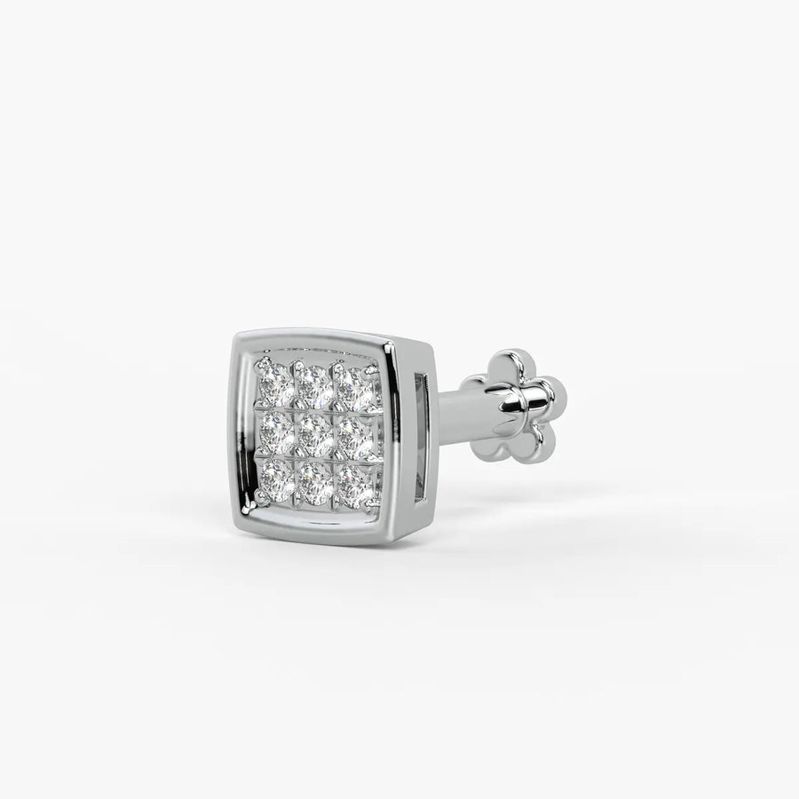 Square Halo Stud Nose Pin