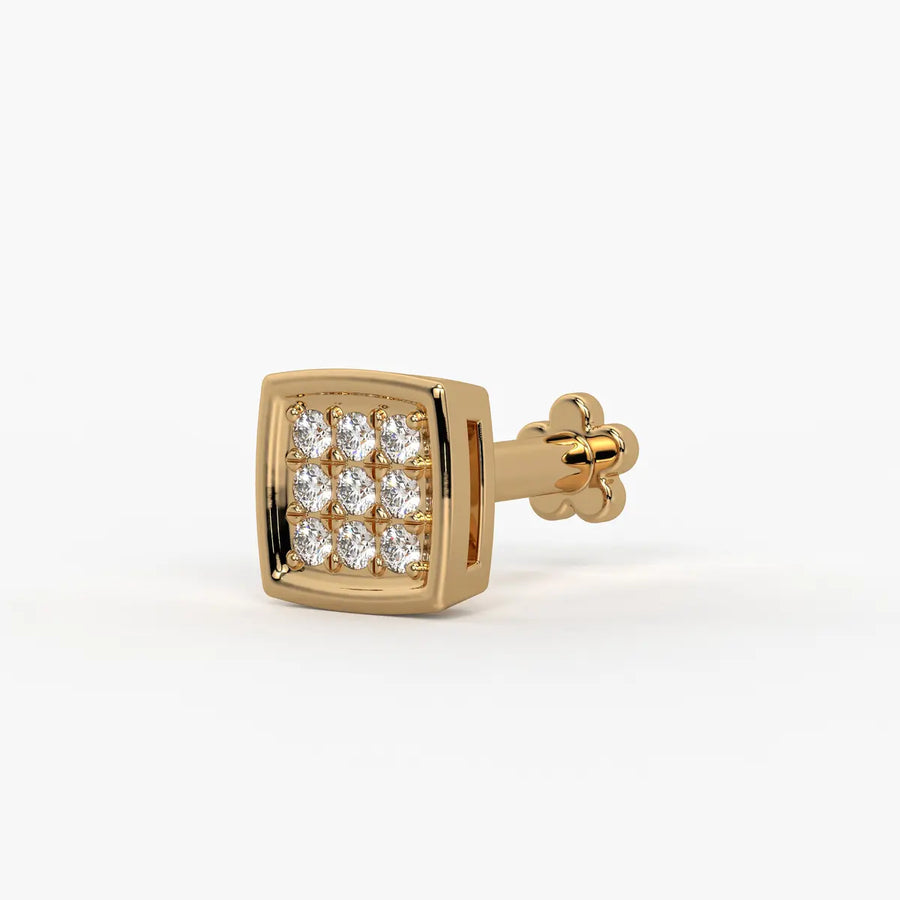 Square Halo Stud Nose Pin
