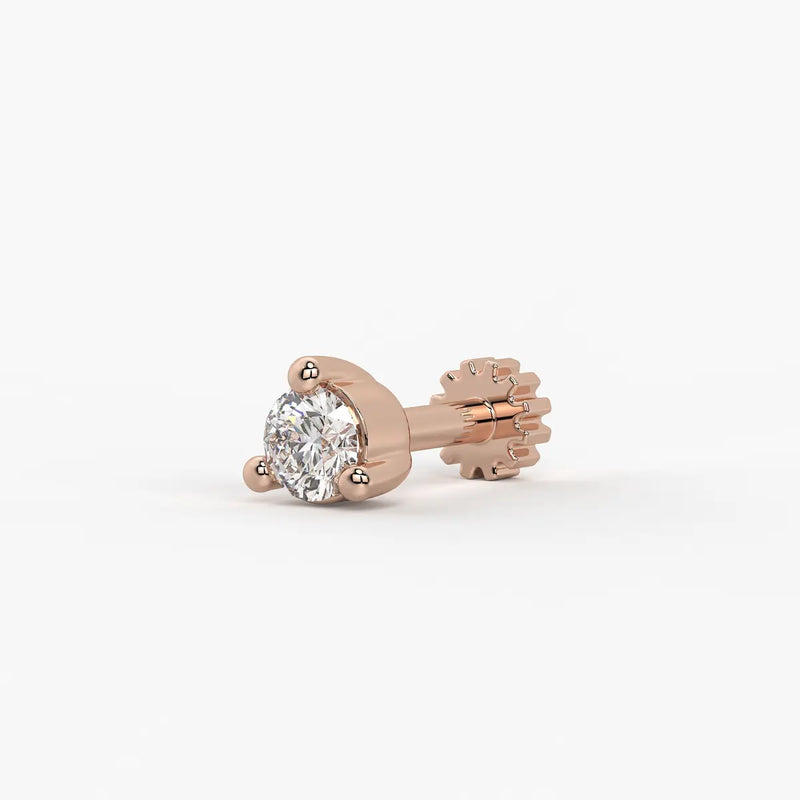 Round Solitaire Prong Stud Nose Pin