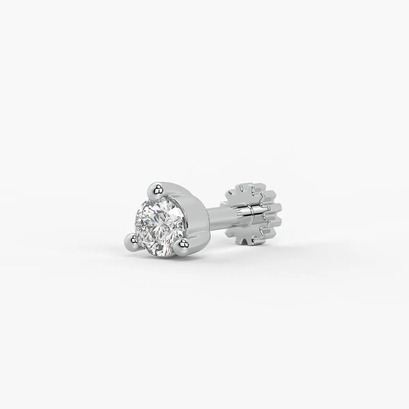 Round Solitaire Prong Stud Nose Pin