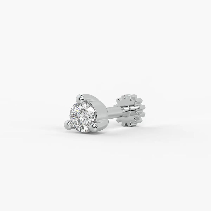 Round Solitaire Prong Stud Nose Pin