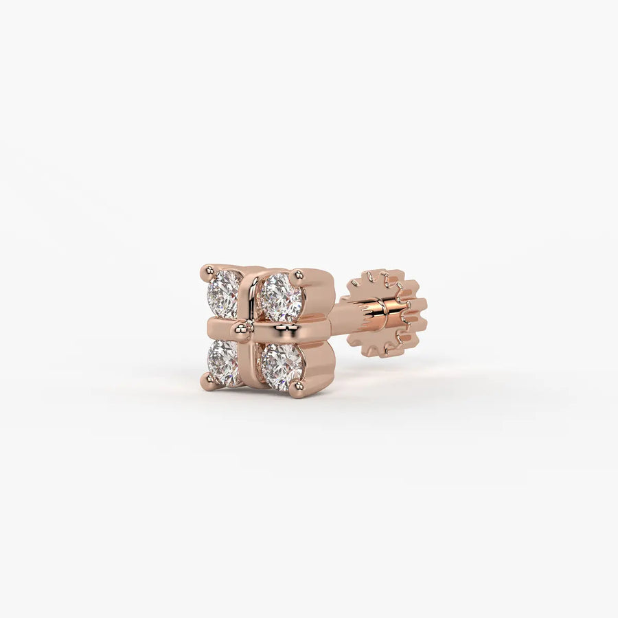 Four Stone Cluster Stud Nose Pin