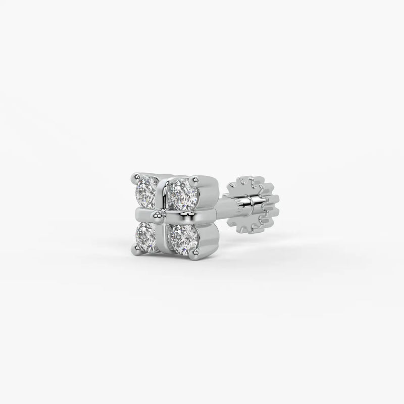 Four Stone Cluster Stud Nose Pin