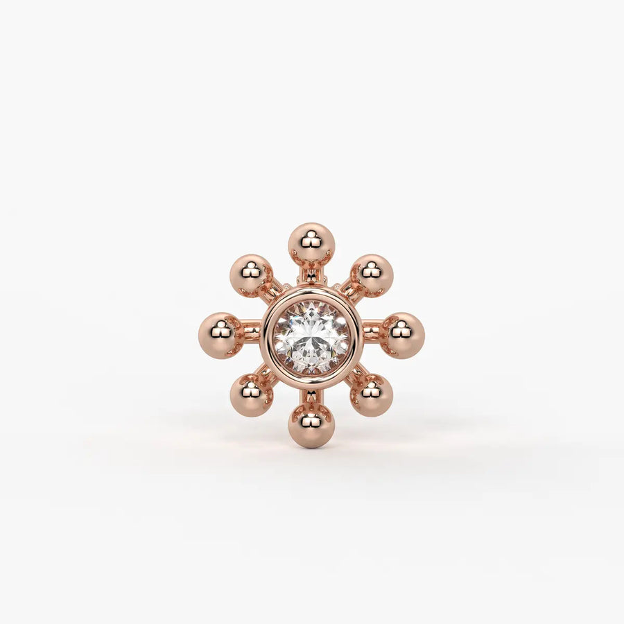 Beaded Sunburst Floral Nose Pin