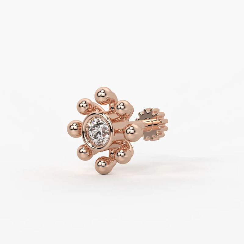 Beaded Sunburst Floral Nose Pin