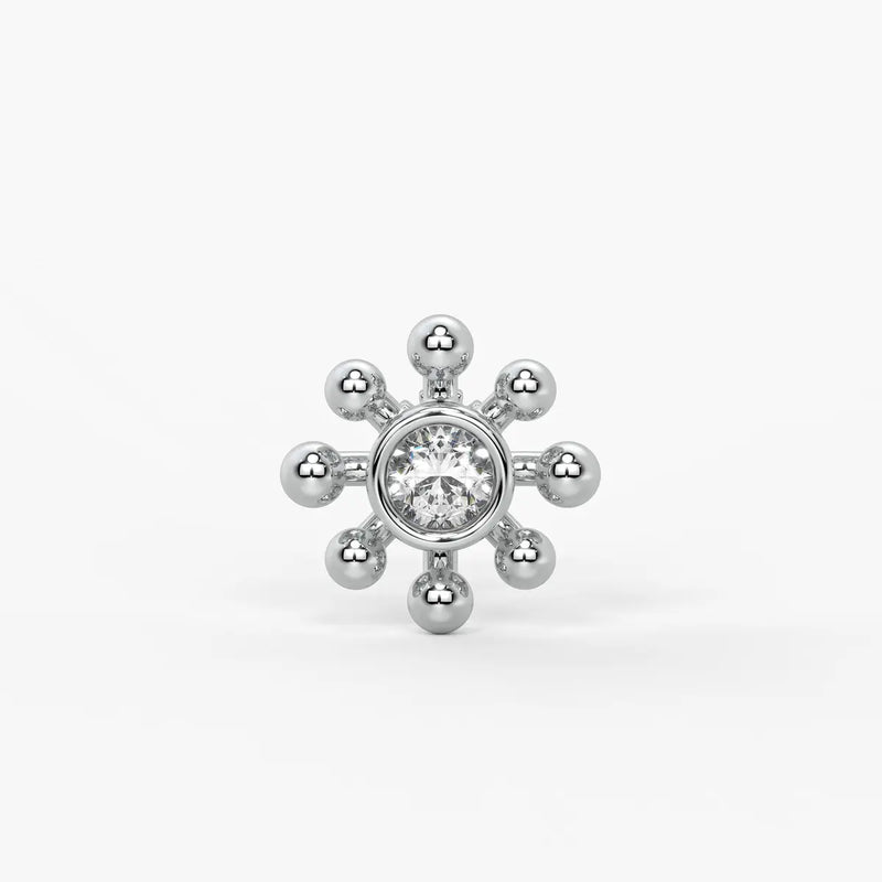 Beaded Sunburst Floral Nose Pin