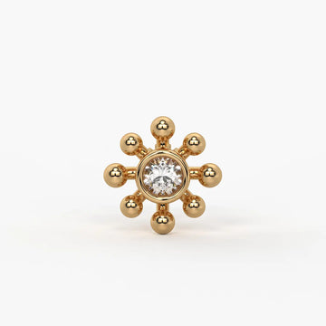 Beaded Sunburst Floral Nose Pin