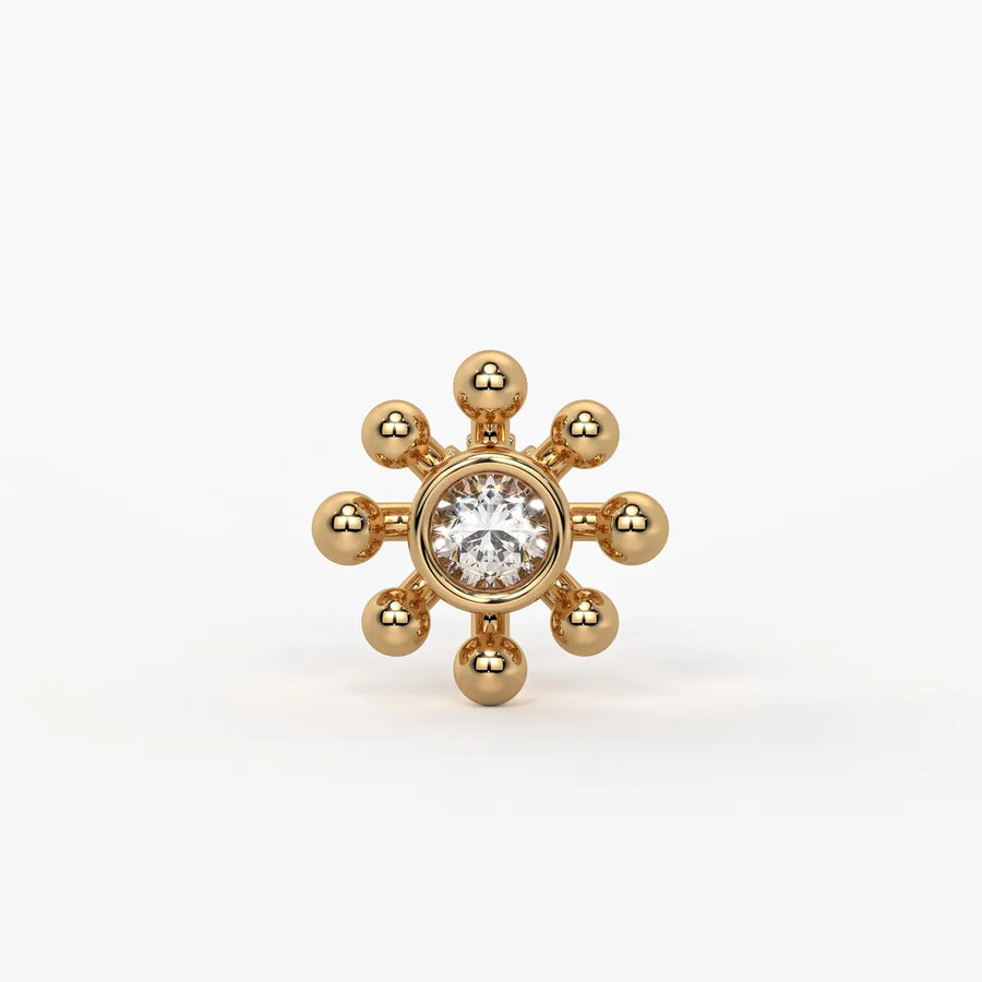Beaded Sunburst Floral Nose Pin