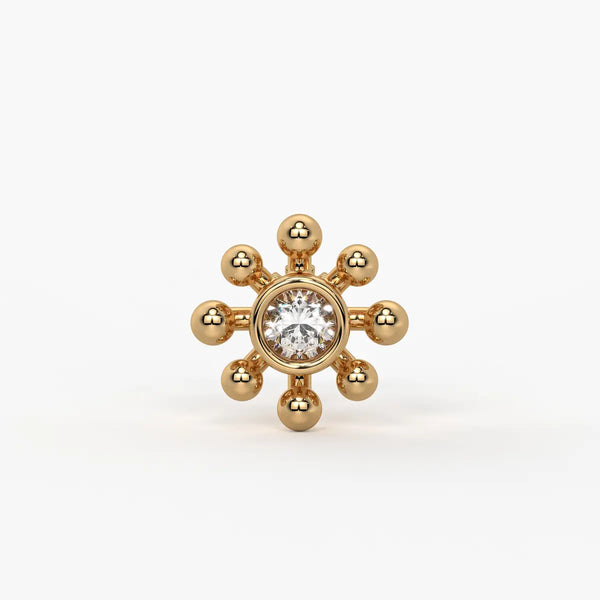Beaded Sunburst Floral Nose Pin