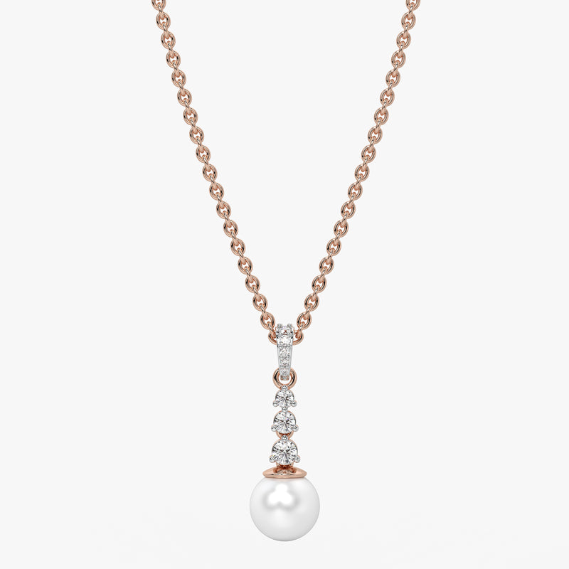 Trio Stone Pearl Drop Pendant