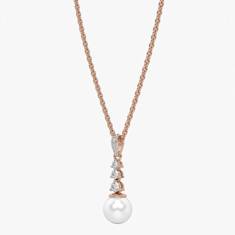 Trio Stone Pearl Drop Pendant
