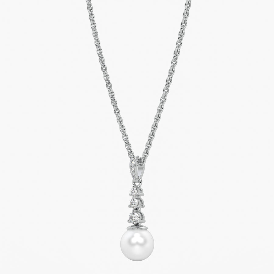 Trio Stone Pearl Drop Pendant