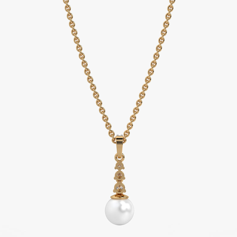 Trio Stone Pearl Drop Pendant