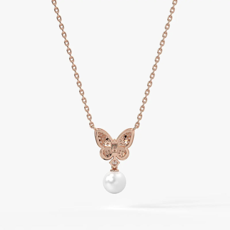 Butterfly Pearl Drop Pendant