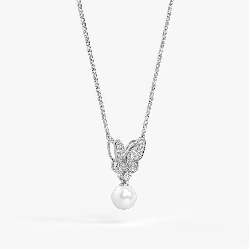 Butterfly Pearl Drop Pendant