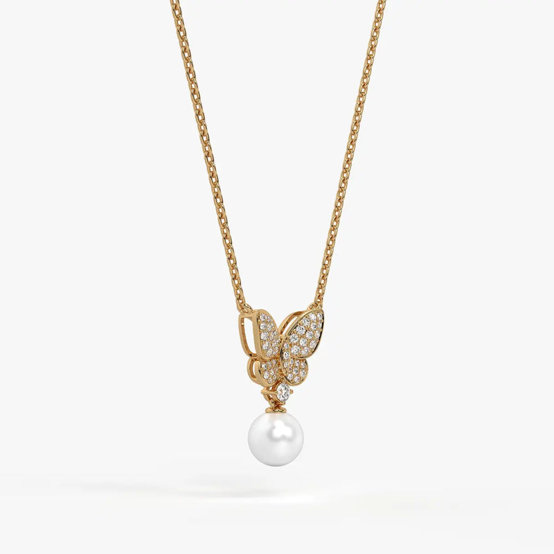 Butterfly Pearl Drop Pendant