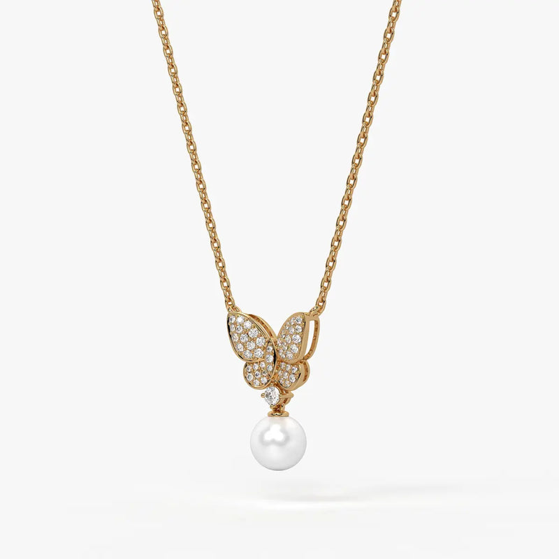 Butterfly Pearl Drop Pendant